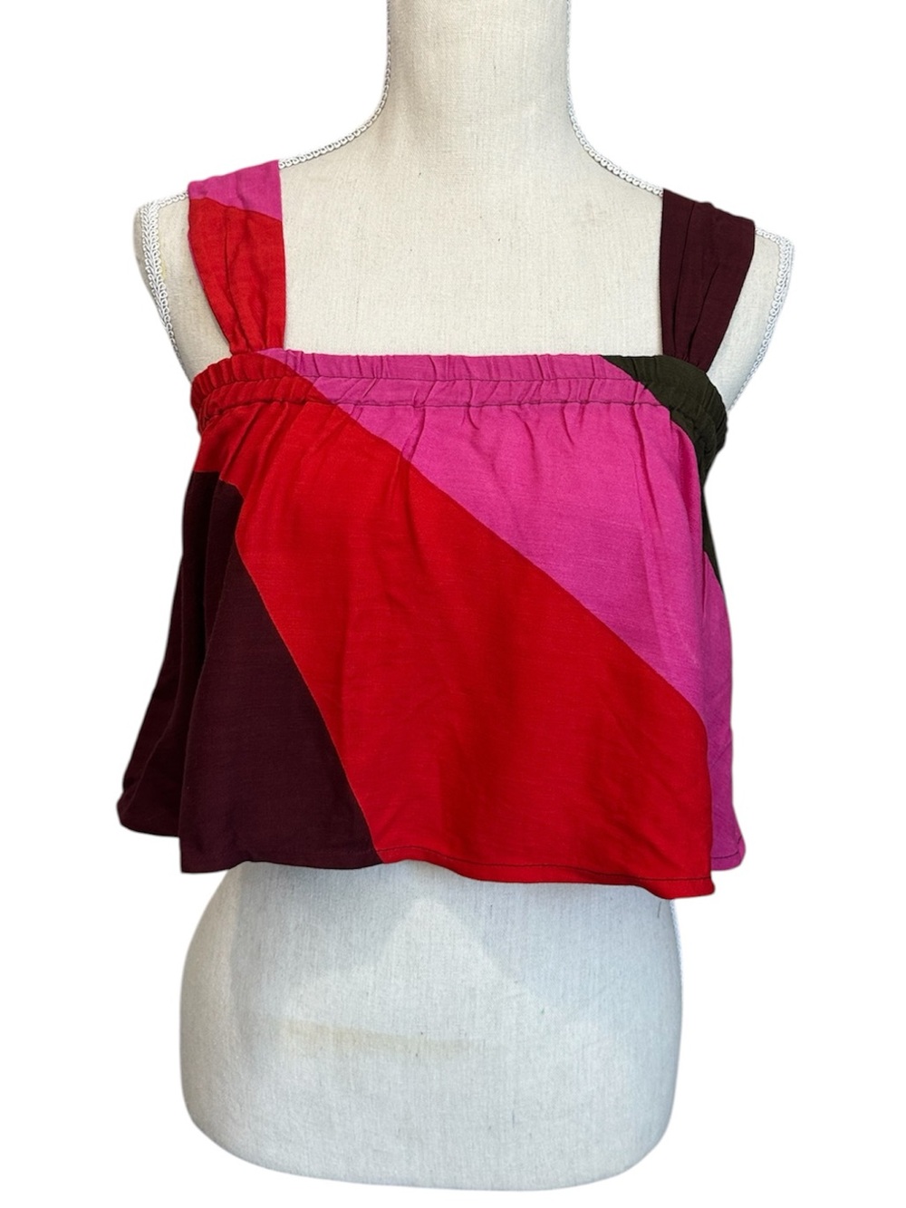 Billabong Color Block Crop Top Pink, Red & Burgundy NWT Women’s Size Medium
